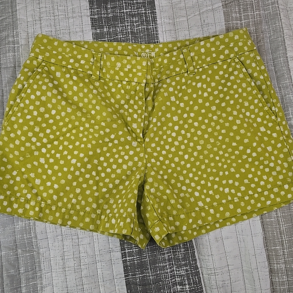 Anne Taylor Loft Lime Green Polka Dot Women Shorts